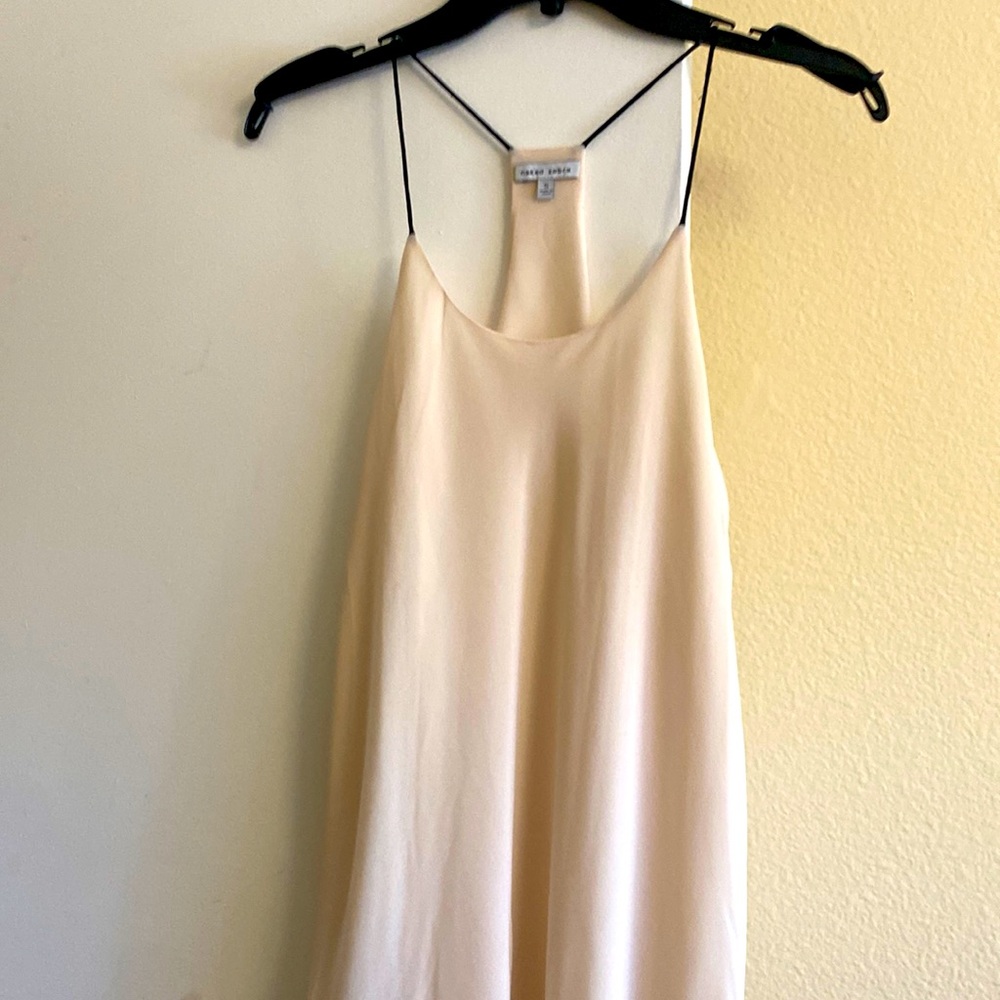 NWOT Naked zebra sleeveless blush cream color blouse w black straps